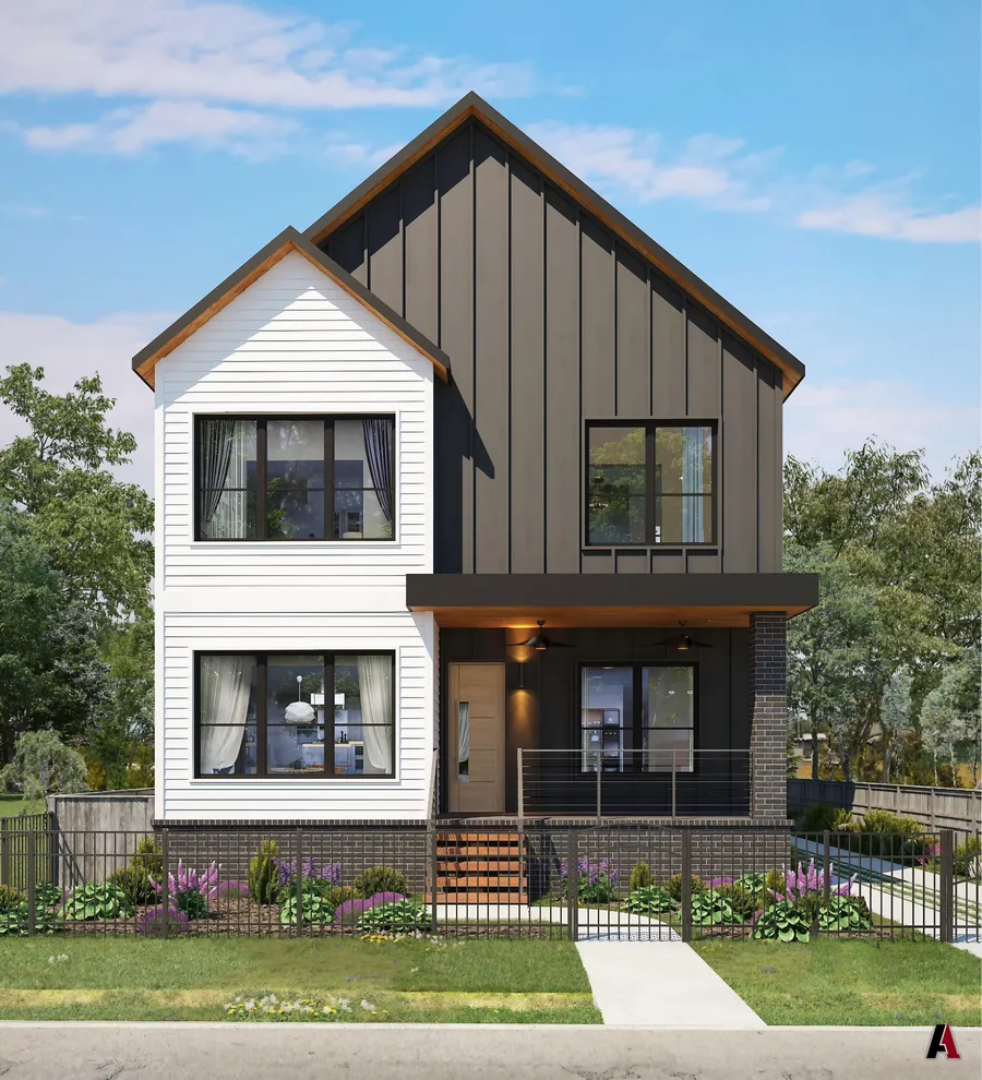 Rendering of a three-story home in the Houston Heights by A1 Design and Construction