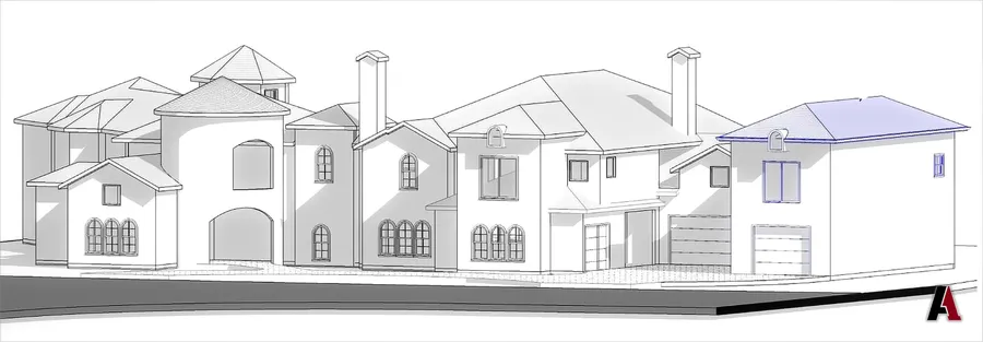 Street view of an estate house 3D model by A1 Design and Construction