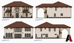 The four elevations with a red clay tile roof, by A1 Design and Construction