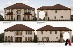 Photo-real elevations with sky, trees and hedges, by A1 Design and Construction